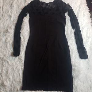 Divided by H & M - Black lace polka dot dress, Size 4